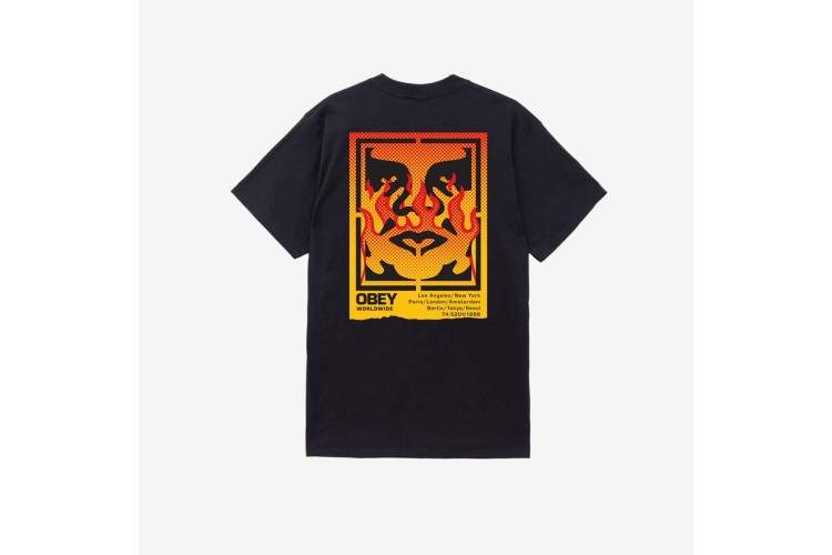 OBEY Icon Stencil Flame T-Shirt