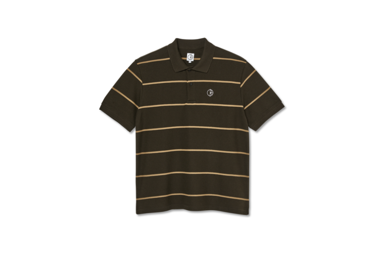 Polar Skate Co Stripe Polo Shirt Brown