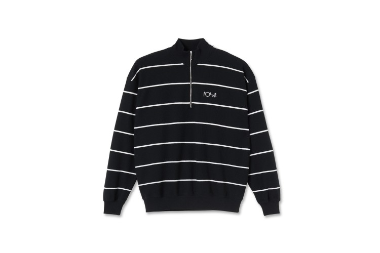 Polar Skate Co Stripe Zip Neck Sweatshirt Black