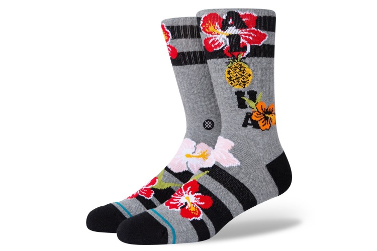Stance Aloha Hibiscus Socks Heather Grey