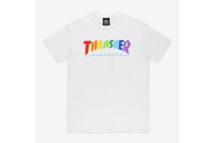 Thrasher Rainbow Magazine Logo T-Shirt White