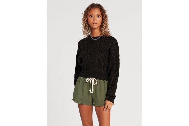 Volcom Cabled Babe Sweater Black